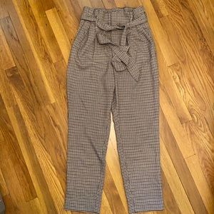 Houndstooth bag-waist belted trousers NWT